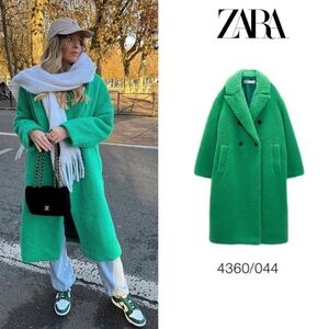 Zara Vibrant Green Teddy Jacket